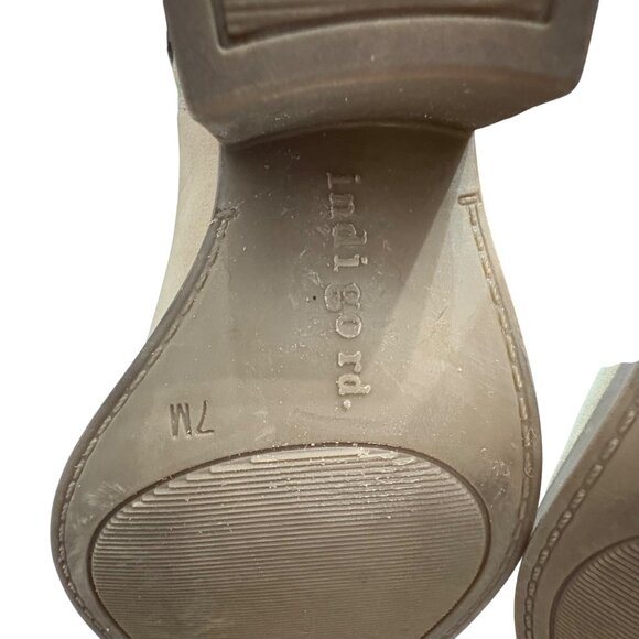 Tan Western Cowboy Boots Indigo Rd. Embroidered Mid-Calf Stacked Heel Womens 7M - Picture 14 of 15